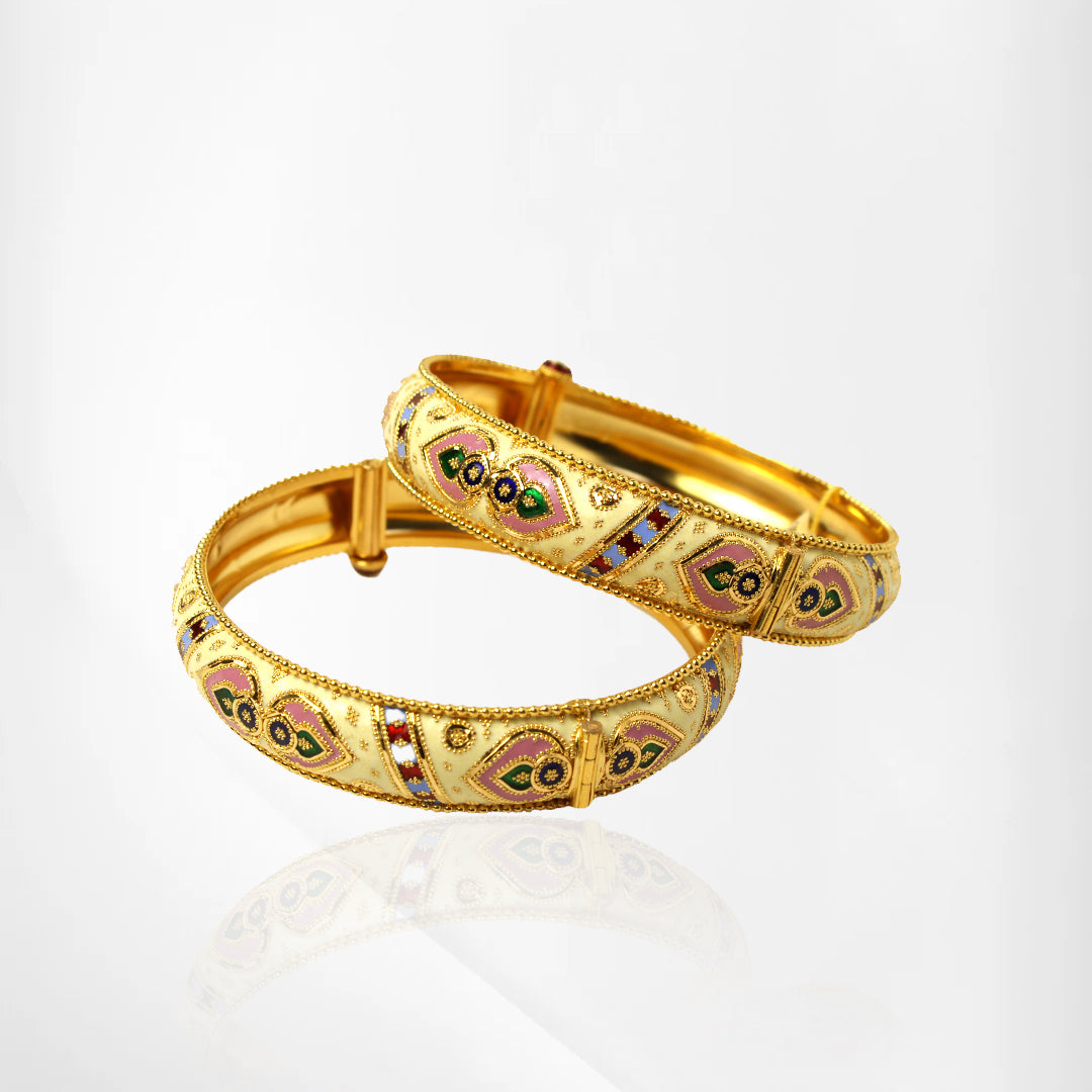 Meenakari Elegance Yellow-Gold Bangle