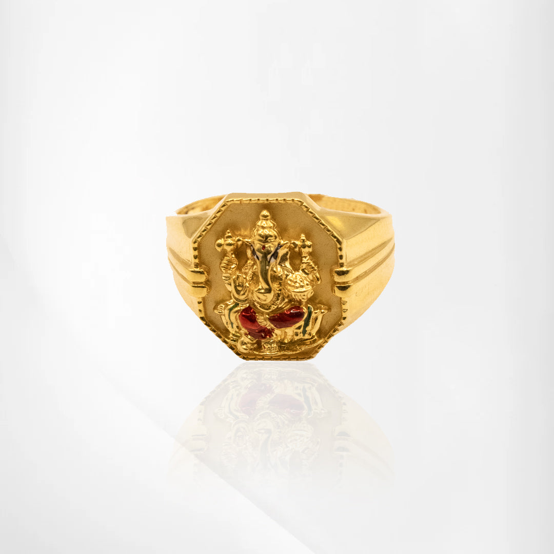 Grace of Ganesh: Spiritual Gold Ring